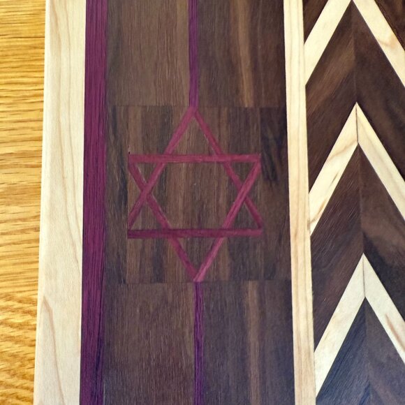Cutting Board Star of David Mixed Hardwoods Hand Crafted ReversibleJudaica - Picture 5 of 8